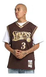 Jersey Mitchell & Ness NBA Philadelphia 76ERS Lux Brown Swingman 2000 Allen Iverson